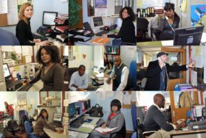 Collage of people working at Action for Community Development